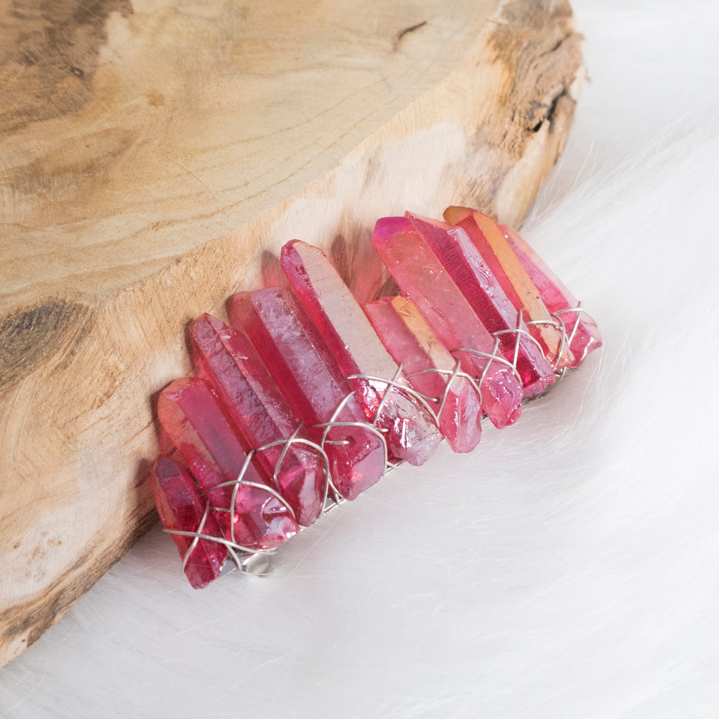 Pink Glass Crystal hair clip