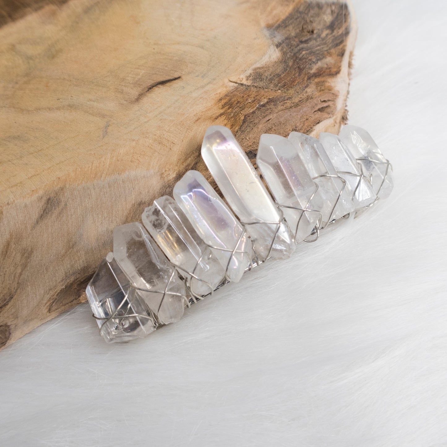 White Glass Crystal hair clip