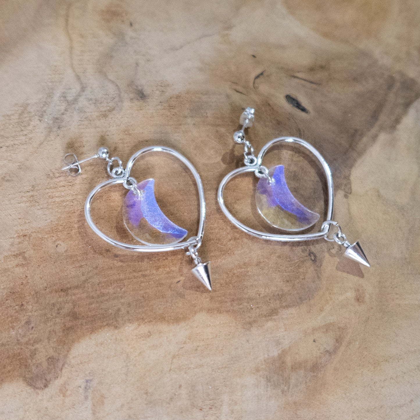 Crystal Moon & Heart earrings