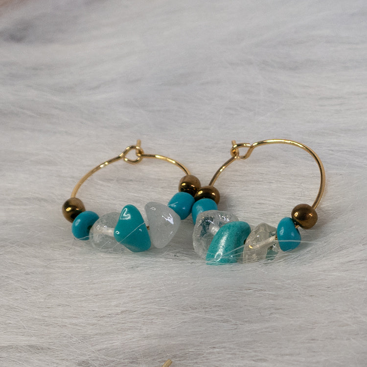 Luna Crystal Hoops - Turquoise