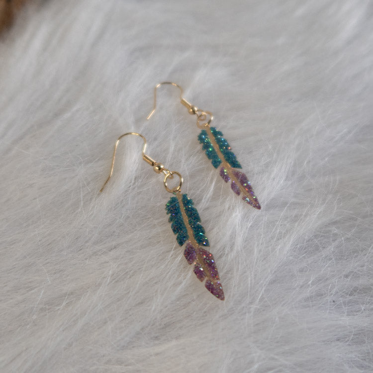 Stardust Feather Earrings – Blue/Purple