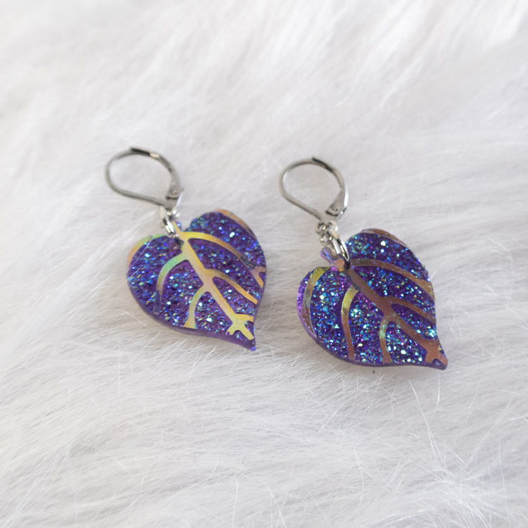 Mystic Leaf Earrings - Purple