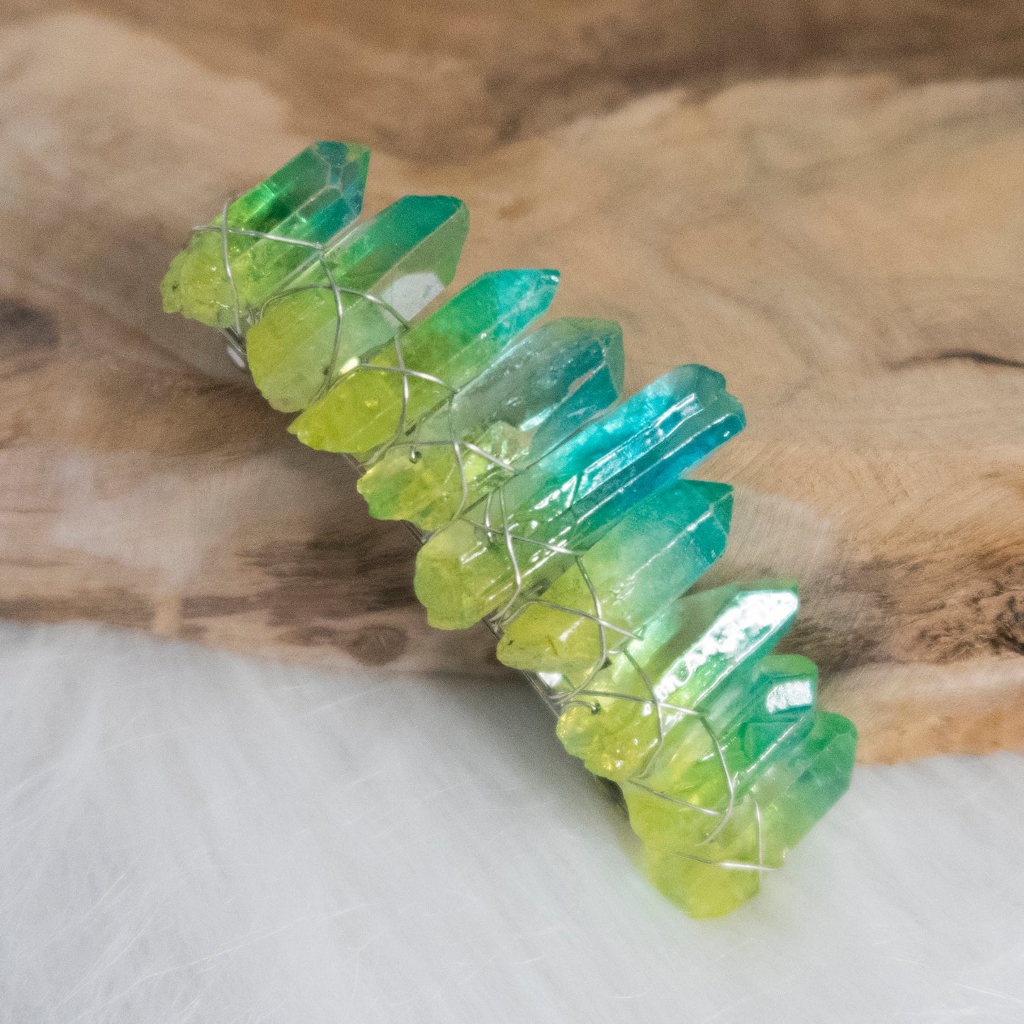 Green Glass Crystal hair clip