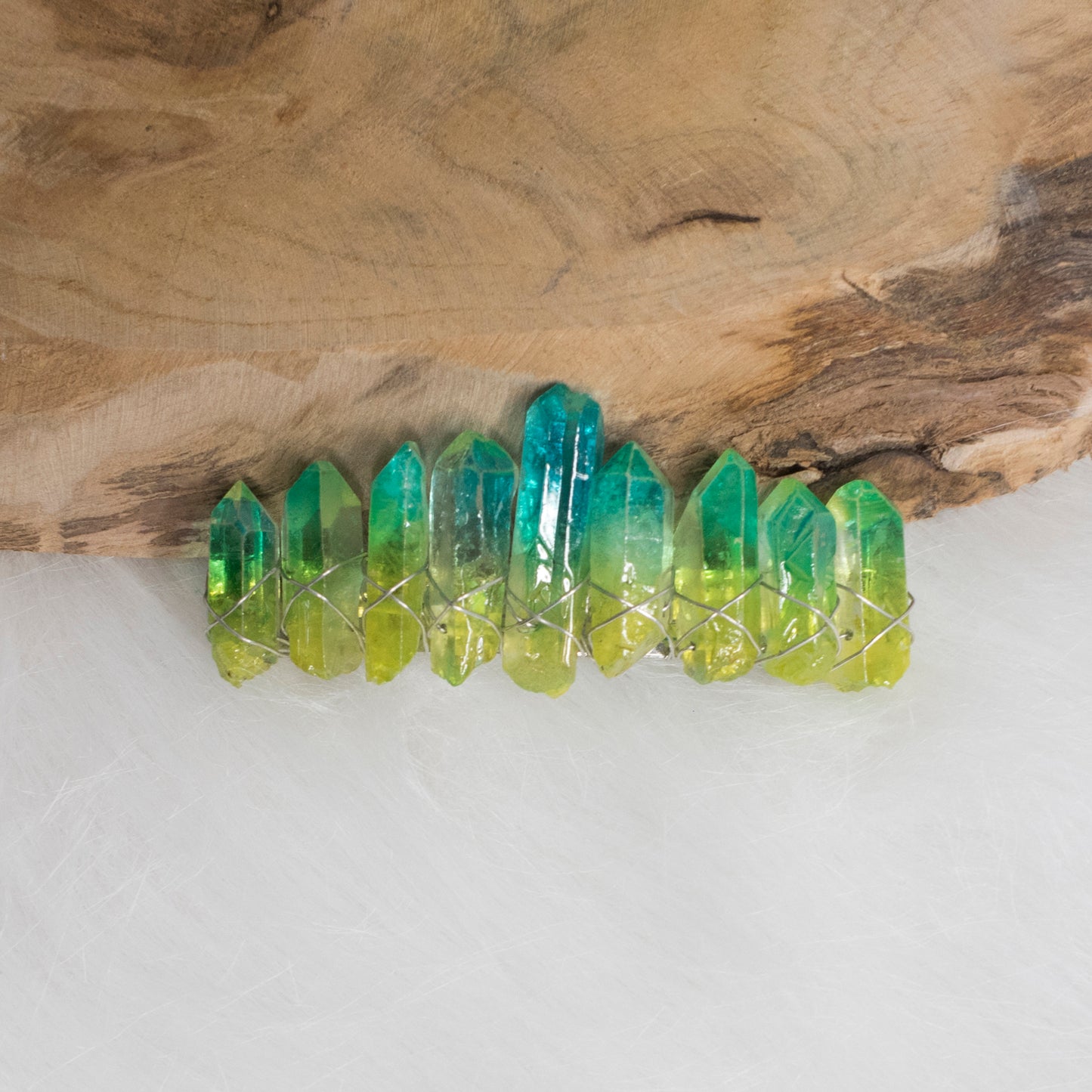Green Glass Crystal hair clip