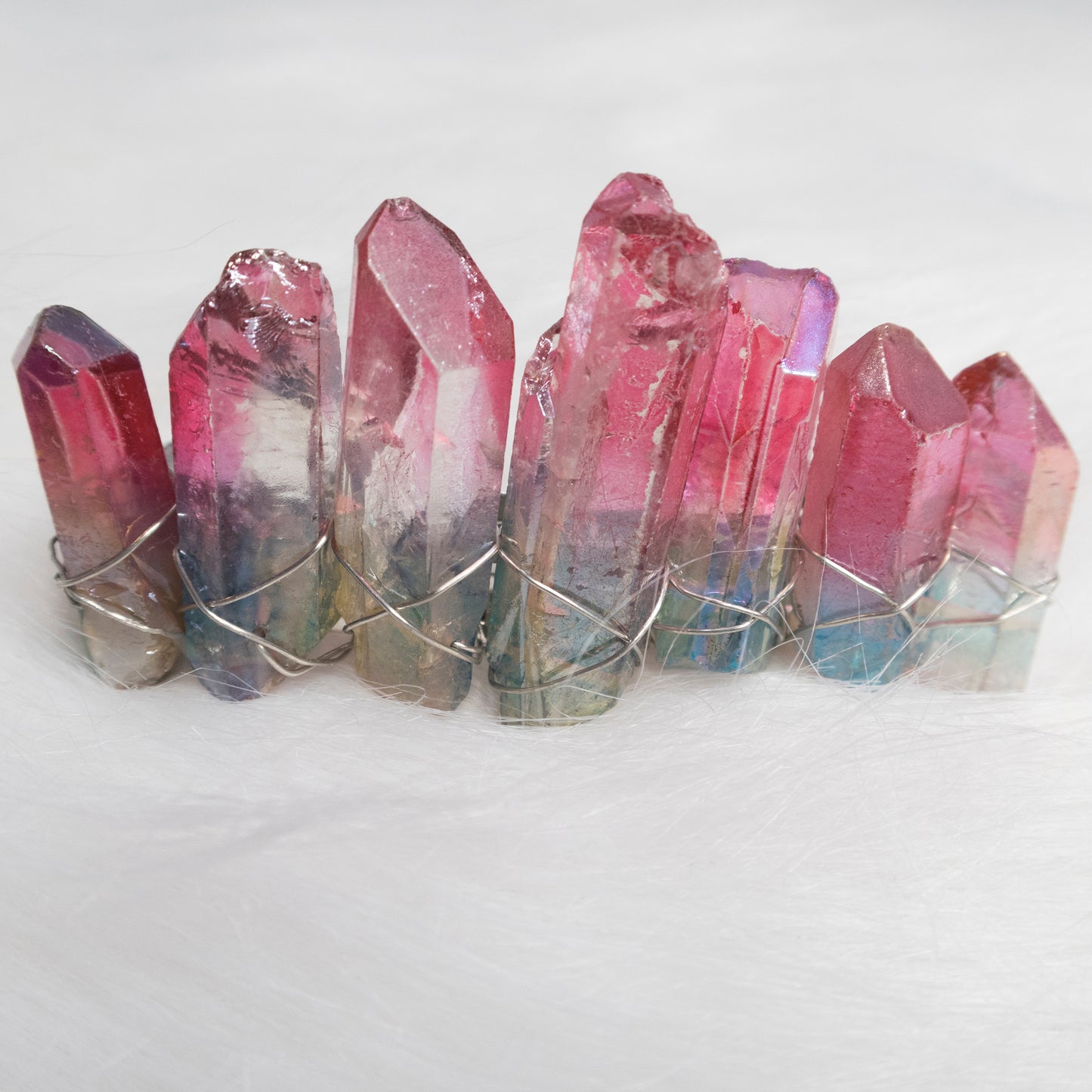 Pink/Blue Glass Crystal hair clip