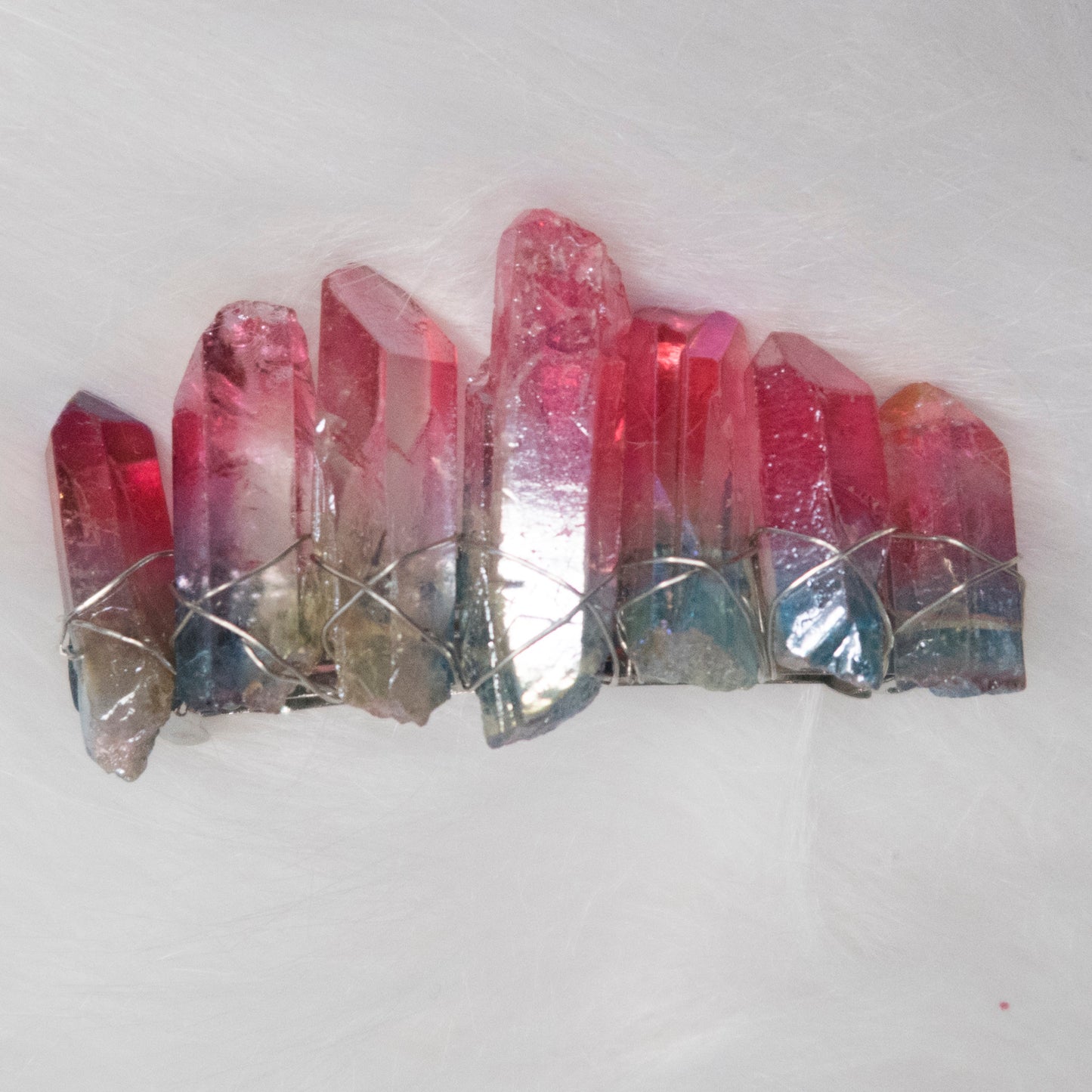 Pink/Blue Glass Crystal hair clip