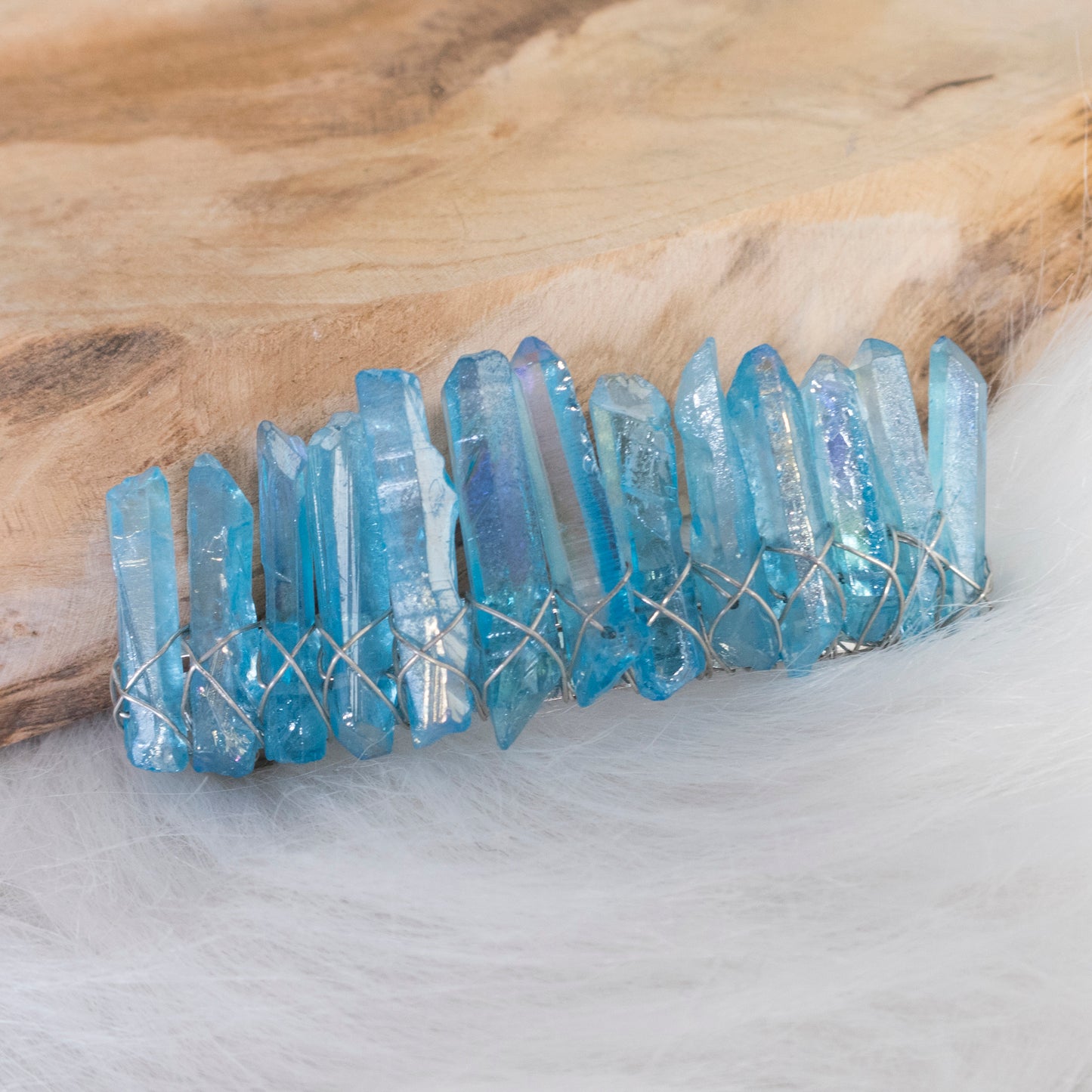 Blue Glass Crystal hair clip