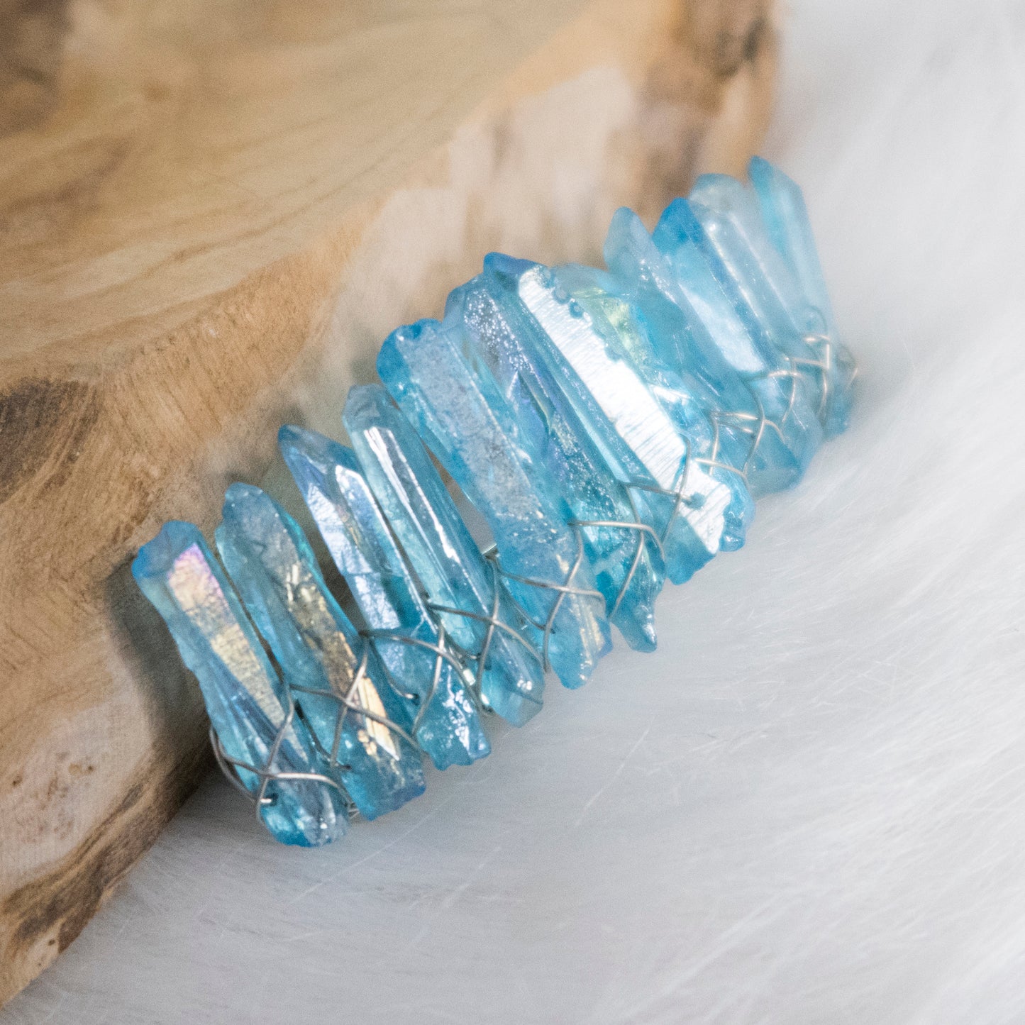 Blue Glass Crystal hair clip