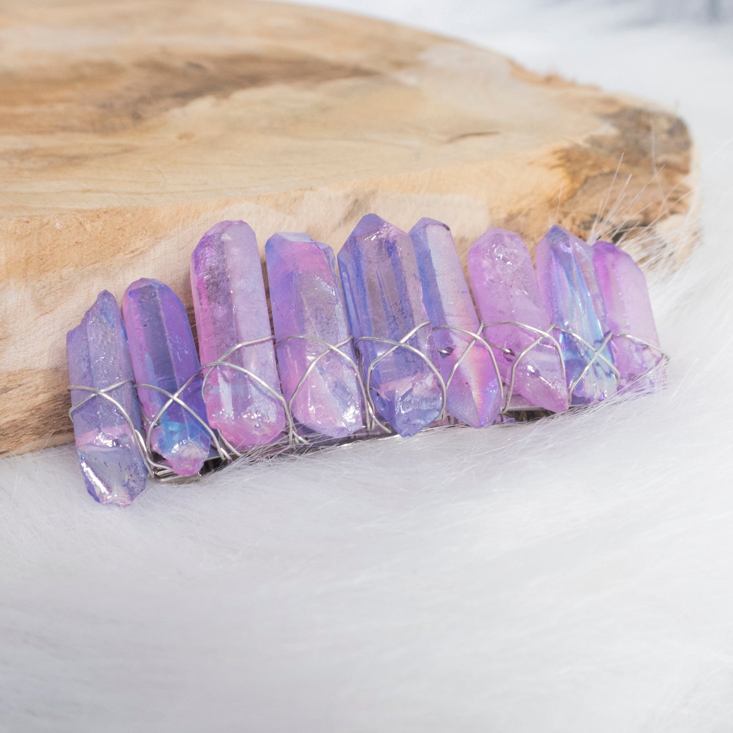 Purple Glass Crystal hair clip