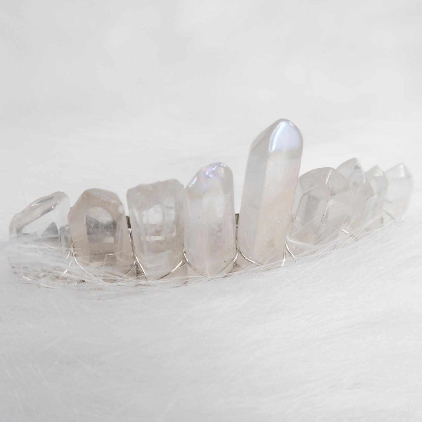 White Glass Crystal hair clip