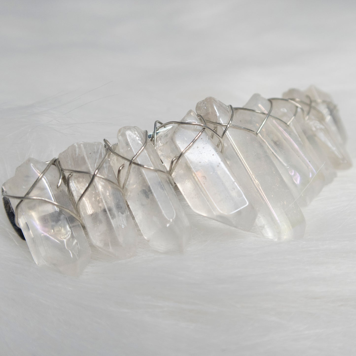 White Glass Crystal hair clip
