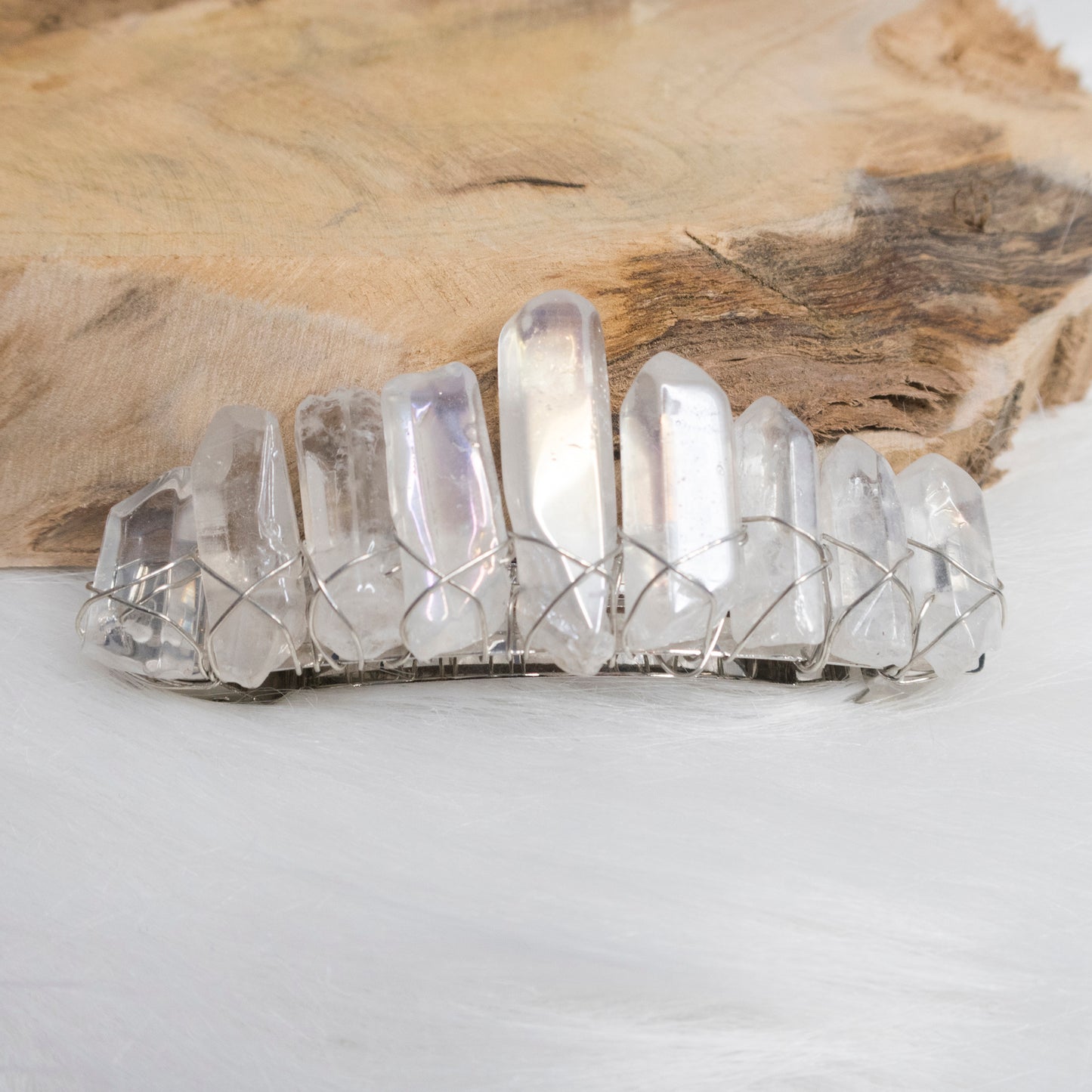 White Glass Crystal hair clip