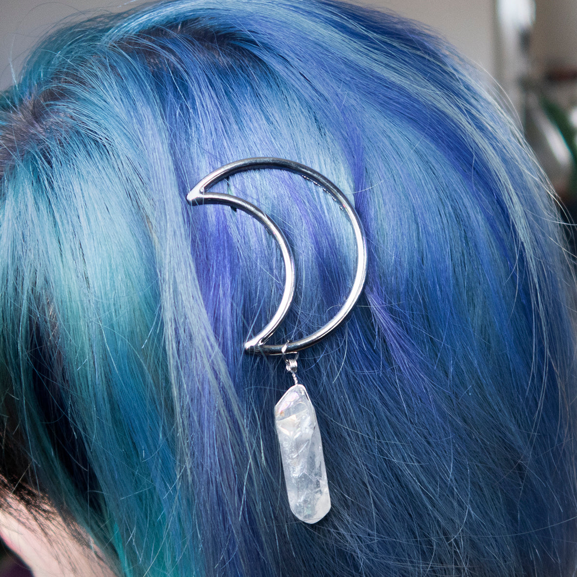 Clear Crystal Moon hair clip