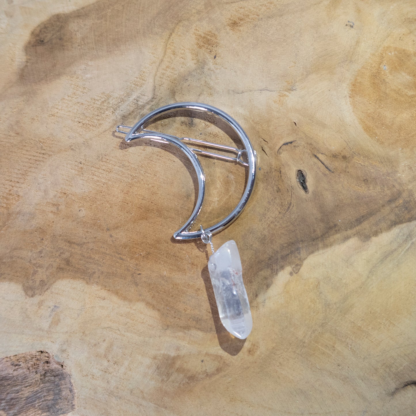 Clear Crystal Moon hair clip