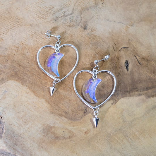 Crystal Moon & Heart earrings