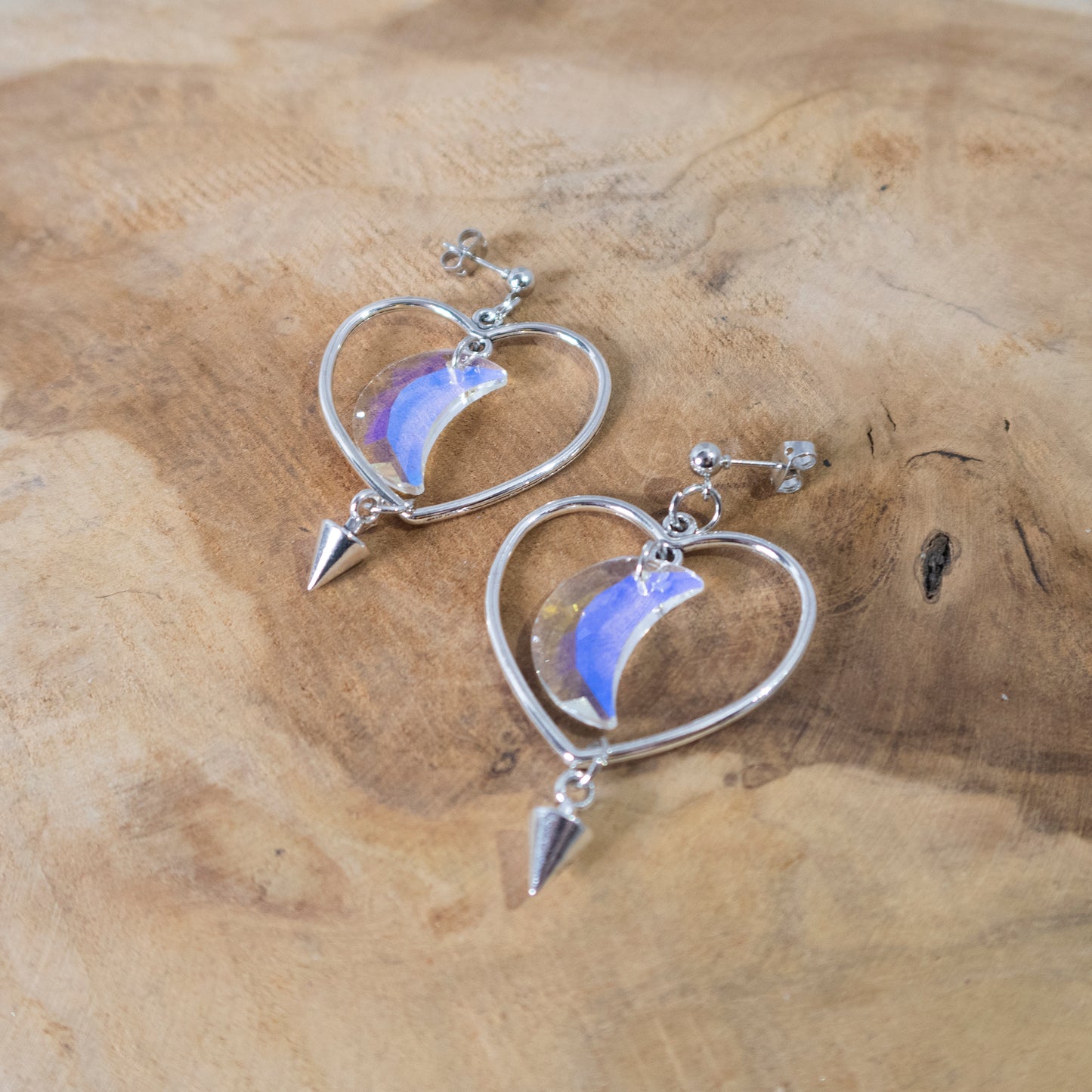 Crystal Moon & Heart earrings