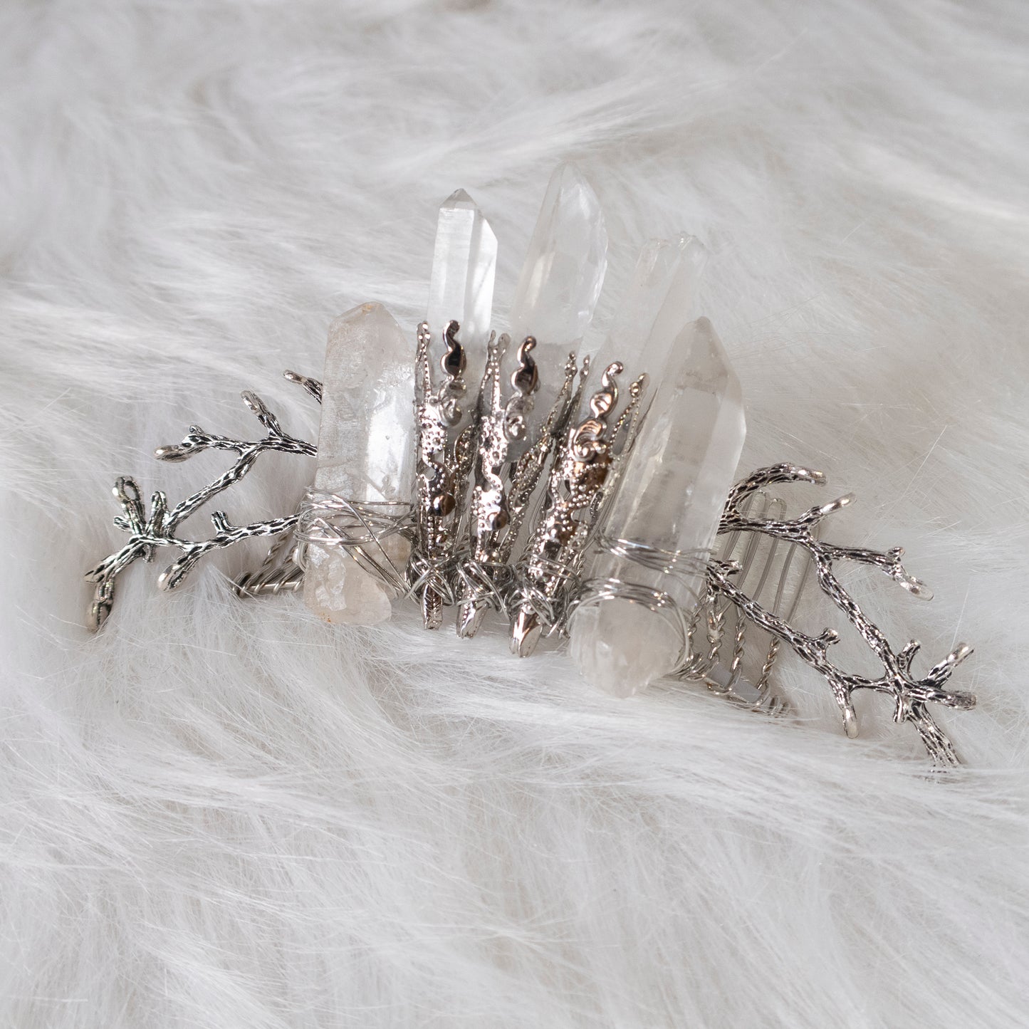 Clear Quartz hair comb