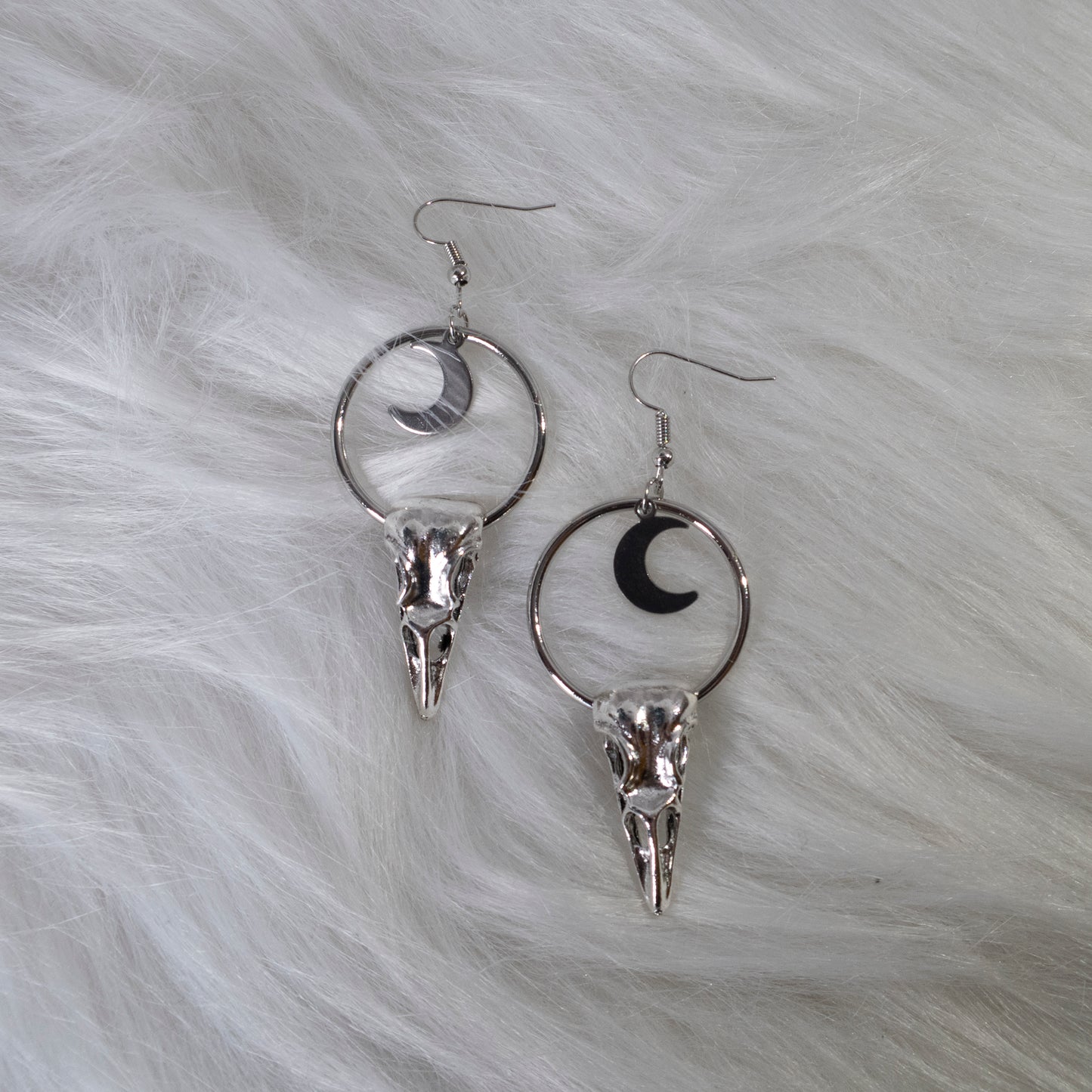 Raven Skull & Moon earrings