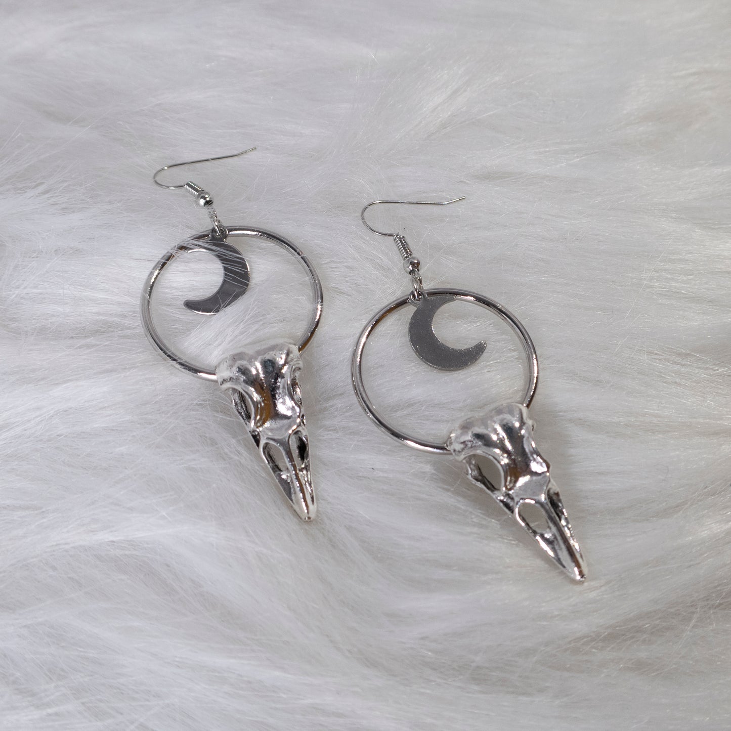 Raven Skull & Moon earrings