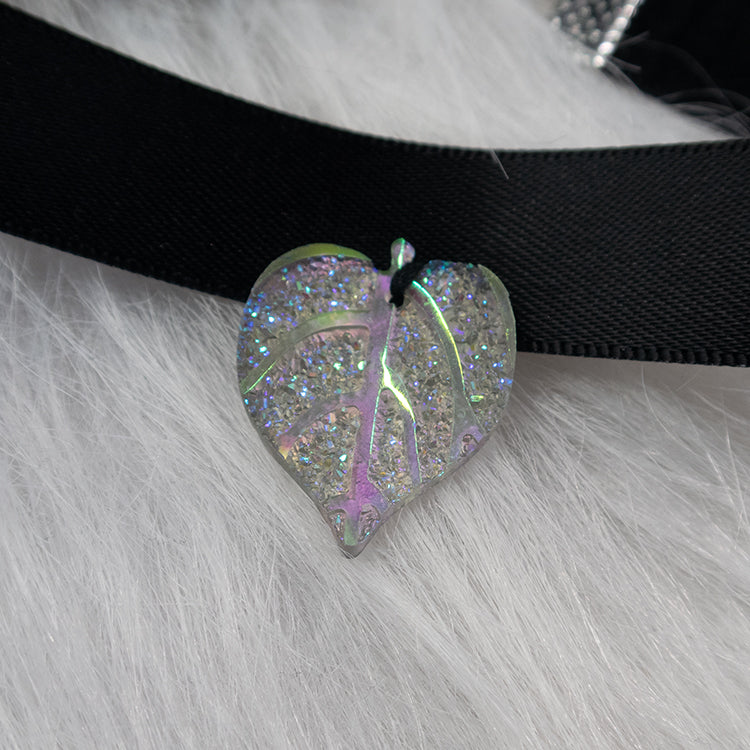 Mystic Leaf Ribbon Choker - White