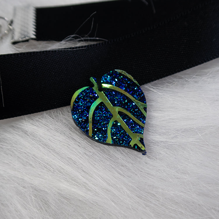 Mystic Leaf Ribbon Choker - Blue