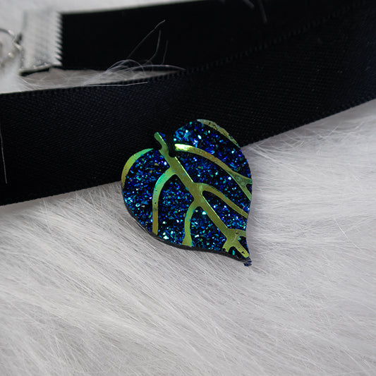 Mystic Leaf Ribbon Choker - Blue