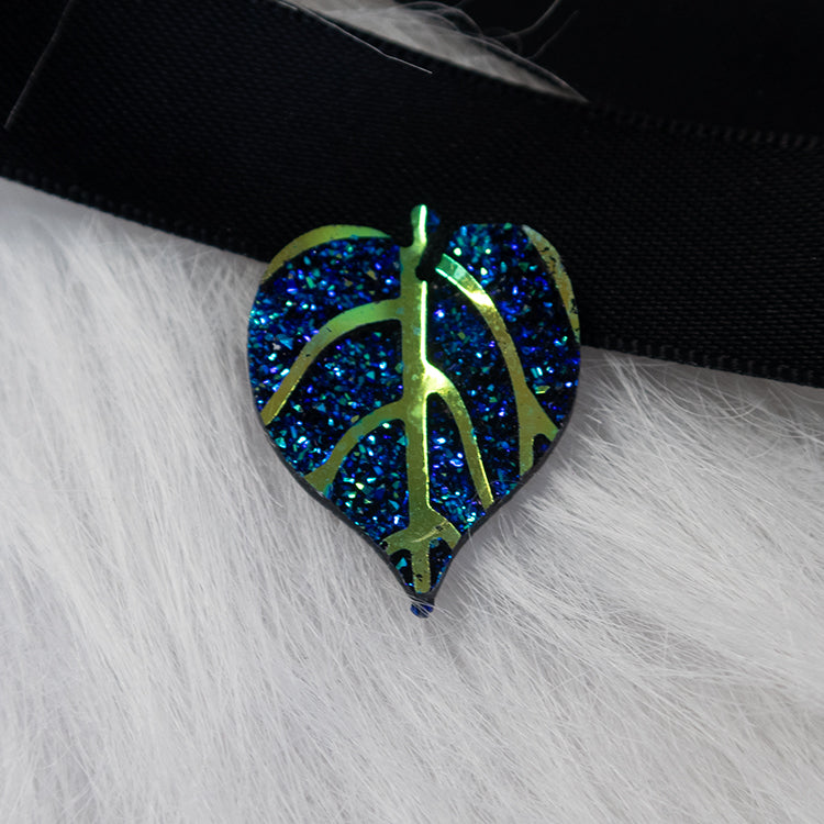 Mystic Leaf Ribbon Choker - Blue