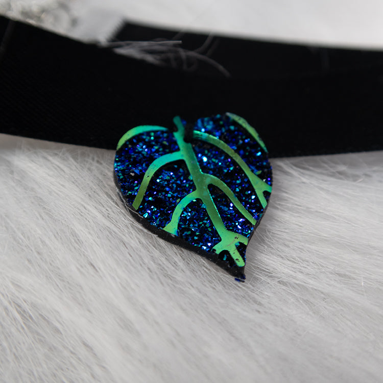 Mystic Leaf Ribbon Choker - Blue