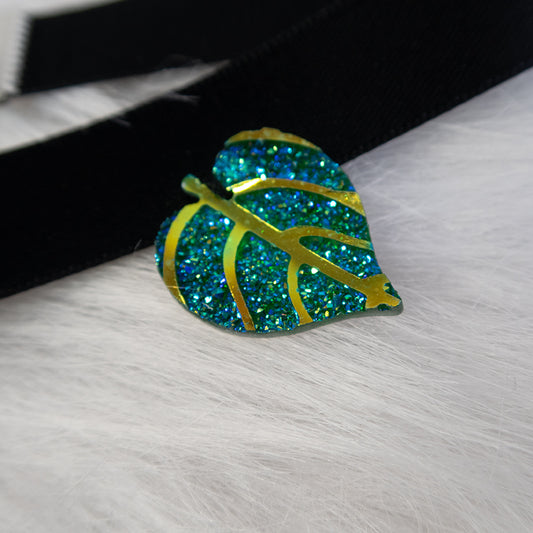 Mystic Leaf Ribbon Choker - Green