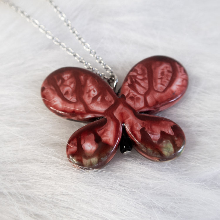 Scarlet Moth Necklace