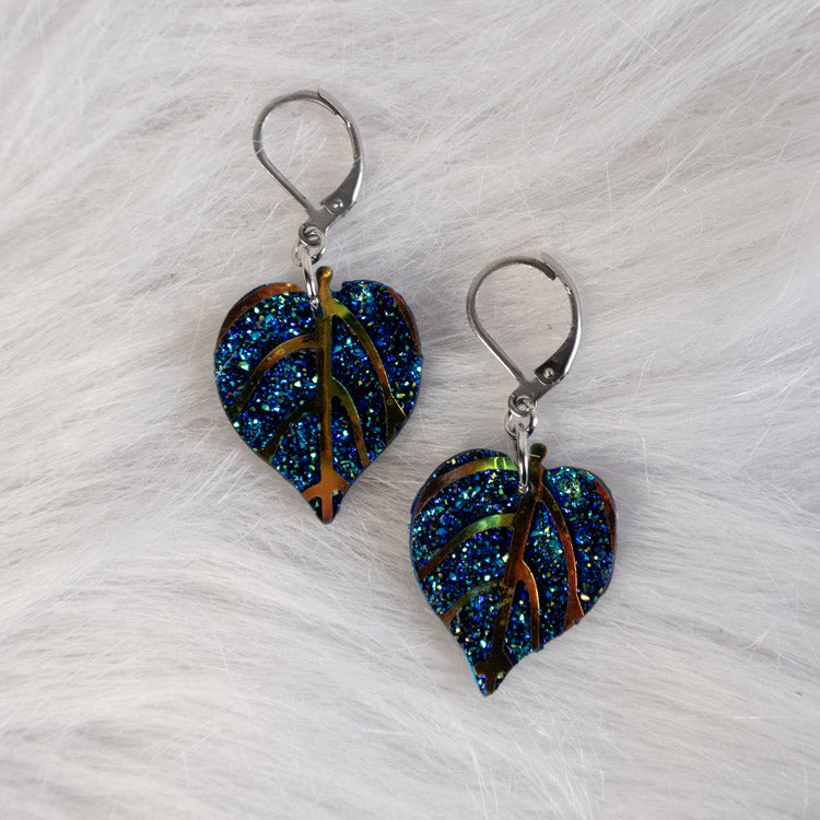 Mystic Leaf Earrings - Blue