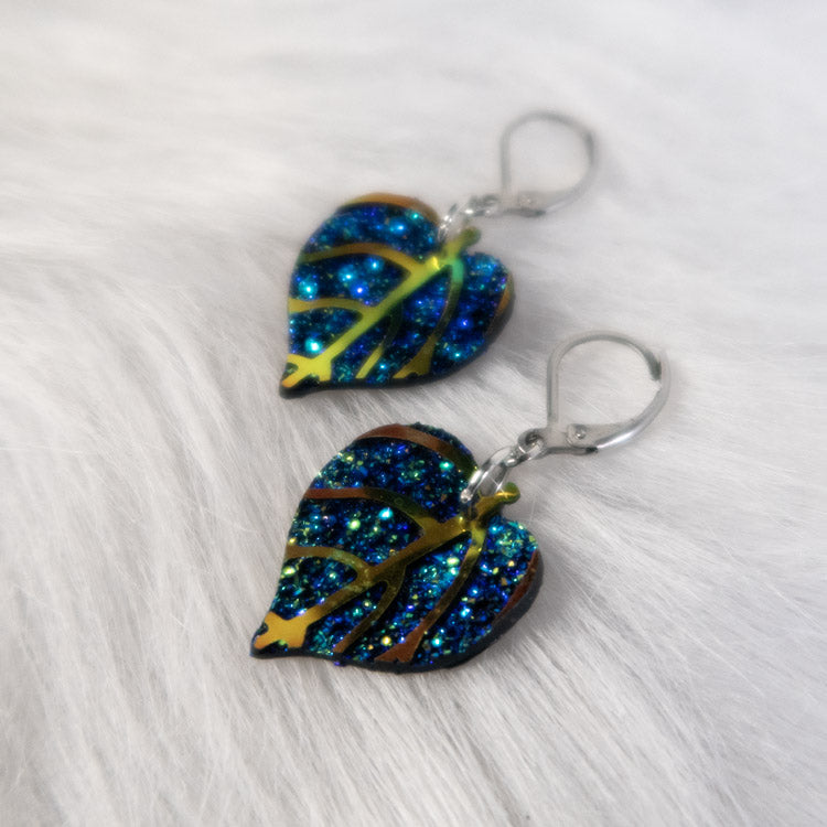 Mystic Leaf Earrings - Blue