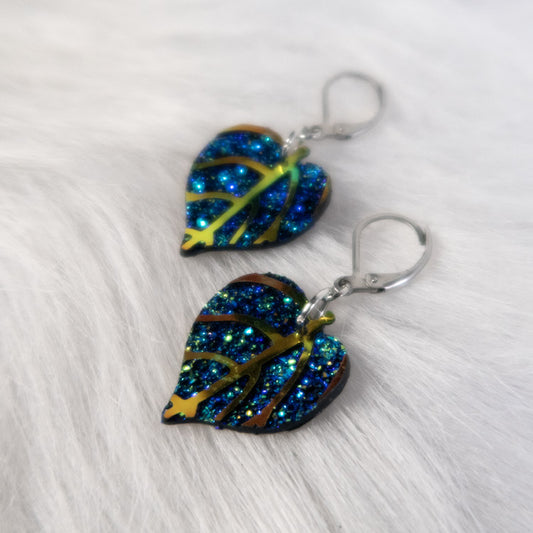 Mystic Leaf Earrings - Blue