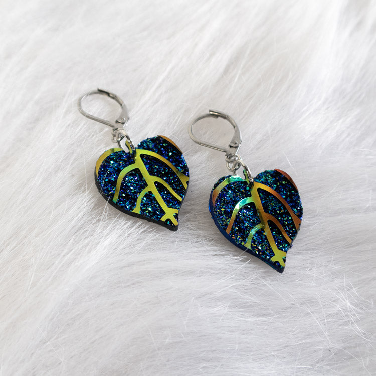 Mystic Leaf Earrings - Blue