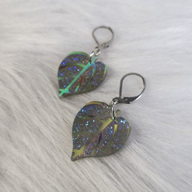 Mystic Leaf Earrings - White