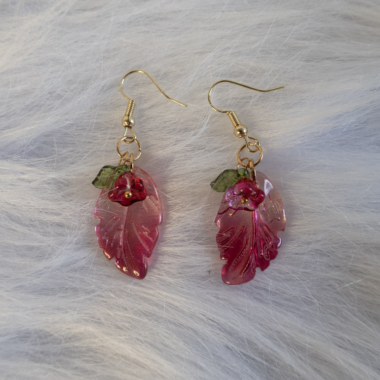 Ruby Leaf Earrings