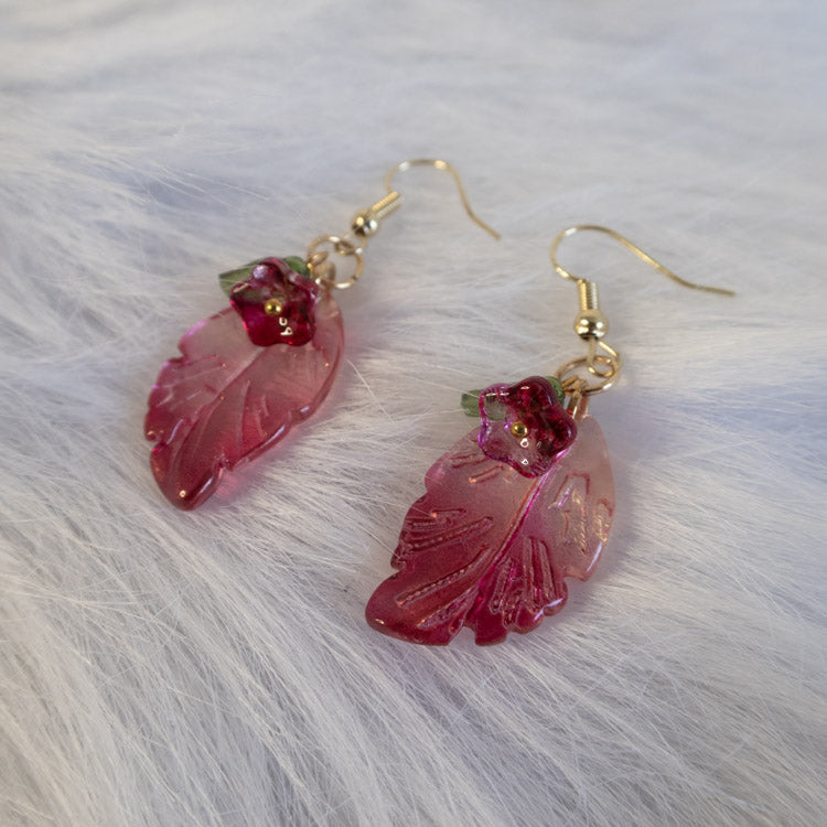 Ruby Leaf Earrings