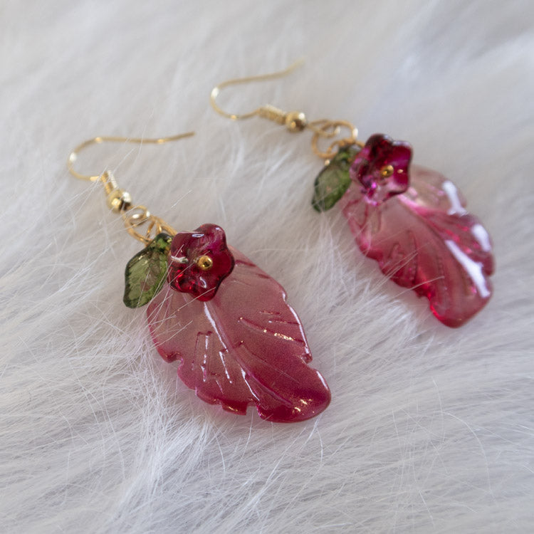 Ruby Leaf Earrings